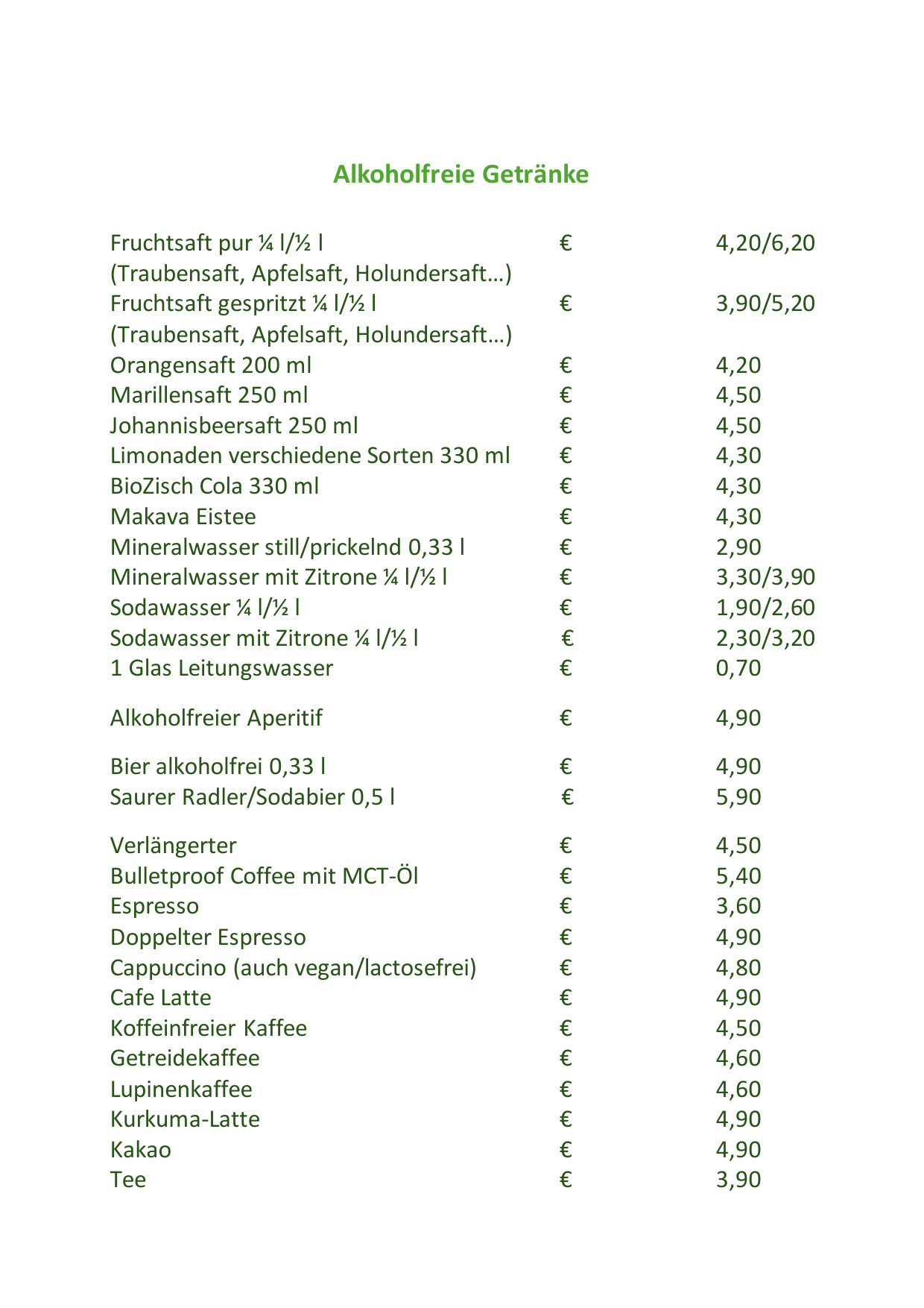 Alkoholfreie Getränke